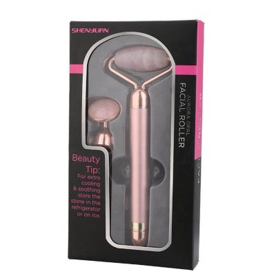 China Hot Selling Anti-Puffiness Jade Stone Vibrating Facial Massage Roller Amazon for sale