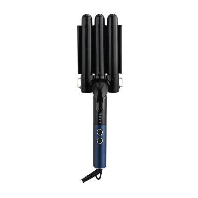 China With Hot Selling 3 Barrels Foldable Handle Amazon LCD Temperature Display Hair Curler Comb Foldable Hair Hesitate For Waves For Mermaid Beach for sale