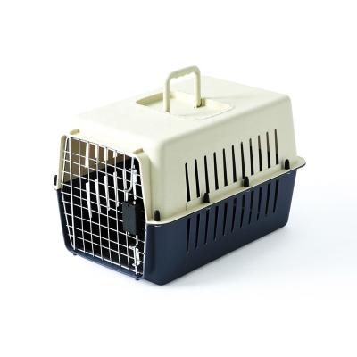 China Breathable Promotion Air Transport Dog Pet Carrier Plastic Crates With Handle And Vented Holes for sale