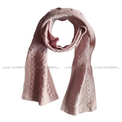 China Eco-friendly 100% Acrylic Jacquard Knitted Scarf Pink Color Winter Scarf for sale