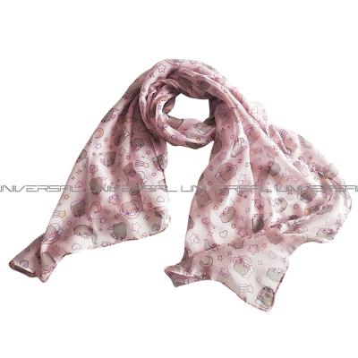 China Eco-friendly Voile Polyester Neck Scarf With All Finished Sublimation Print Scarf Wrap for sale