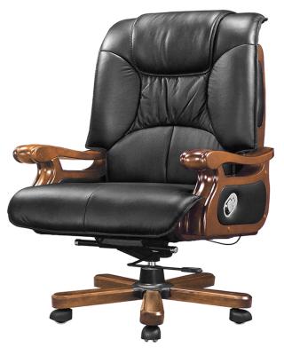 China Adjustable Executive Leather Office Chair High Back (Height) Chair With Solid Wood Armrest And Base for sale