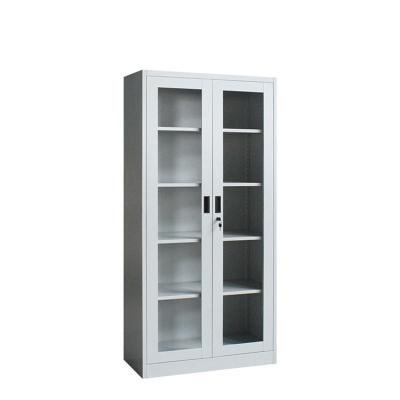 China Modern Wholesale Steel Swing Storage Cabinet 2 Door Office Metal Glass Filing Cabinet for sale