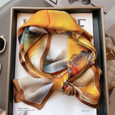 China Hangzhou Spring and Autumn Beach Scarf Spring and Autumn Double Layer All-match Double Layer 100% Silk Flame Scarf Colorful Silk Shawls for sale