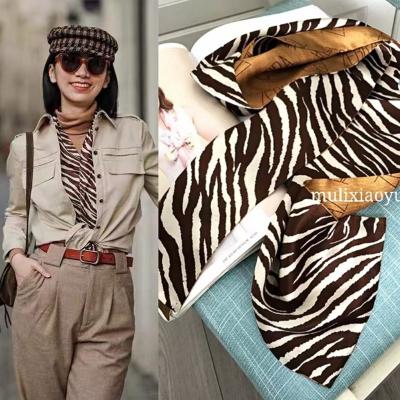 China Double Double Sided Zebra Pattern 100% Silk Scarf Double Sided Scarf Wholesale Silk Stripe Long Silk Scarf for sale