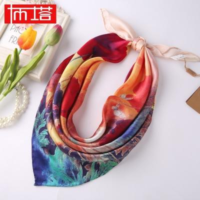 China New 70cm simple square scarves thin silk all-match autumn and winter spring scarf square and summer 100% section scarf for sale