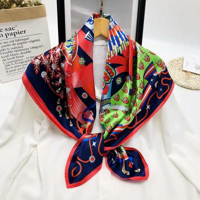 China 2022 Square Women's Fashionable High End Silk Scarf New Summer Sunscreen Soft Thin Neck Scarf for sale