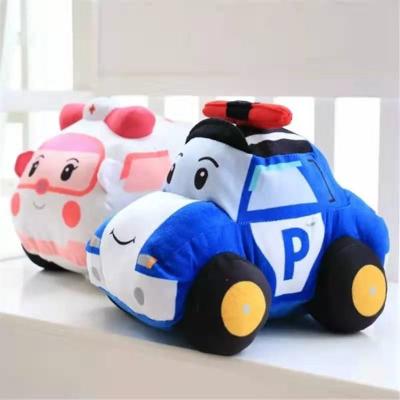 China 25cm Eco Friendly Cotton Polly Ambulance Plush Police Car Boy Gift for sale