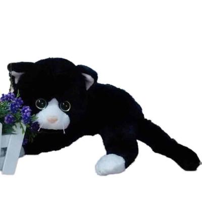 China 40CM Black And White Cat Stuffed Animal 100% Polyester Animal Plush Toys for sale