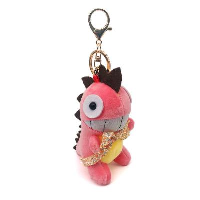 China Embroidery Logo Small Red Big Mouth Dinosaur Plush Doll Keychain Plush Toys for sale