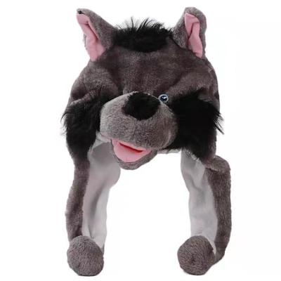 Cina Puntelli del copricapo di prestazione di asilo di Gray Wolf Cartoon Animal Plush Hat in vendita