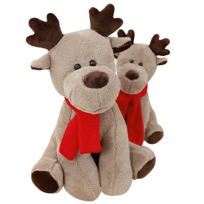 중국 PP Cotton Filled 25cm Red Scarf Christmas Reindeer Plush Toy 판매용