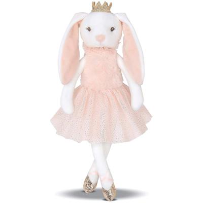 China Shiny Crown Long Ears Pink Rabbit Plush Toy In Short Skirt for sale