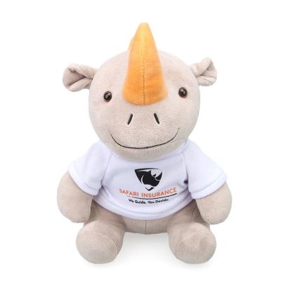 China 25cm Lifelike Polypropylene Cotton Filling Rhino Plush Toy For Baby for sale