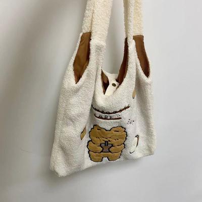 Chine Sac d'épaule mignon de toile d'ours simple de peluche de mode 42cm grande capacité à vendre