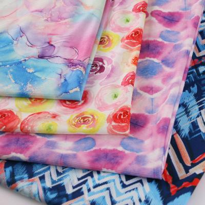 China Rib Knit Ribbed Breathable Printed Nylon Spandex Recycled Fabric Swimwear for sale