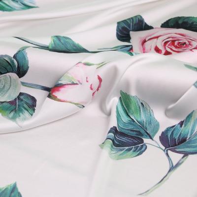 China 100% breathable floral polyester satin digital printed fabric for women pajamas for sale