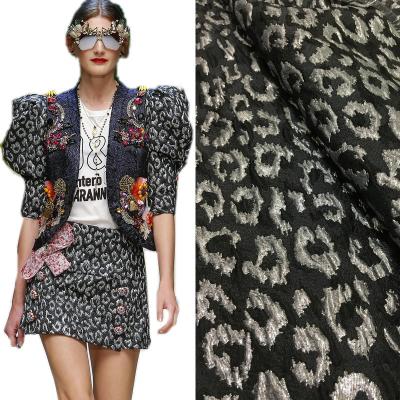 China Thick Breathable Leopard Jacquard Fabric For Coat Low Price Designers Custom 100% Polyester Upholstery Fabric for sale