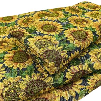 China Anti-pulling sunflowers dress fabrics designers 100% polyester brocade jacquard hometextile fabric for sale