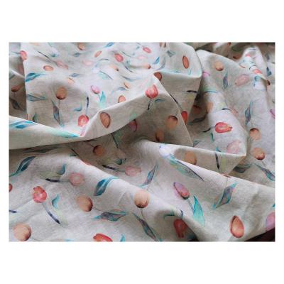 China Wholesale Linen Cotton Fabric Tulip Fabric Organic Print Organic Canvas Fabric for sale