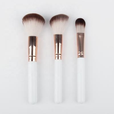 China Angular Blush Selling 3pcs MEJ Flat Brush Style Makeup White Wood Brush New Popular Makeup Tools for sale