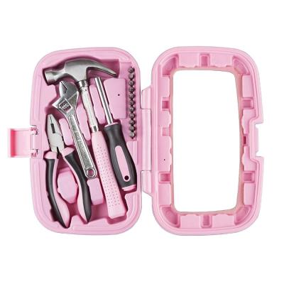 China 15PCS Household Tool Kit Ladies Combination Wrench Combination Wrench Hammer Pliers Tool Kit Pink for sale