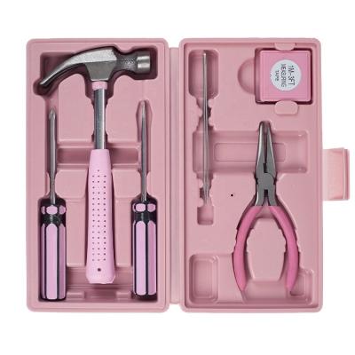 China Factory Promotional Pink Ladies 6PCS Mini Hand Tool Set Household Tool Kit Household Tool Kit for sale