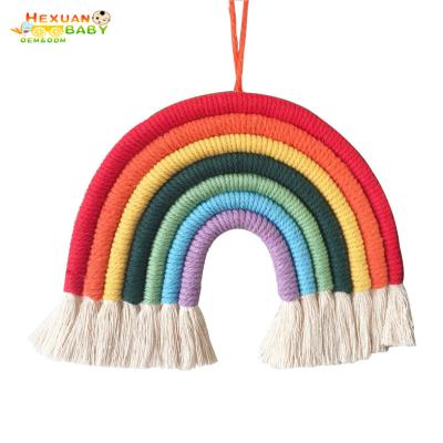 China Food Grade The New Colorful Kids Room Decor Handmade Cotton Rope Decorator Macrame Art Home Throw Wall Hanging for sale