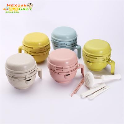 China BPA Free Multifunctional Food Making Manual Blender Baby Feeding Bowl Plastic Grinding Set for sale