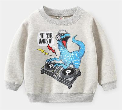 China Cotton baby boy's sweatshirt with cartoon animal embroidery for fall and spring wear, baby clothing for sale