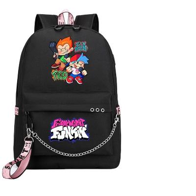 China Cute USB Backpack Mochila Friday Night Funkin Back To School Bookbag Usb Filler Backpacks Waterproof Teen Schoolbag With Chain for sale