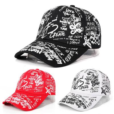 China NEW JOINT Wholesale Cheap Unisex Letter Graffiti Print Pattern Snapback Hats Hop Baseball Hat With Adjustable Metal for sale