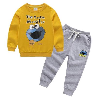 China New Autumn Children Boy and Girl Wholesale Fashion Casual Cute 100% Cotton Printed Sweatshirt Pants Kids Casual Clothes Two Piece Set for sale