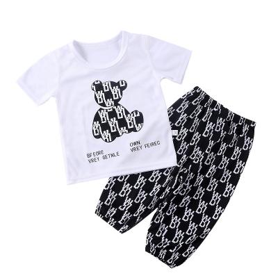 China Neutral/Both Blouse and Pants Set1-9years Two-piece Sleevett-shirt New Children's Summer Men's and Women's Anti-mosquito Short Boys and Girls Old for sale