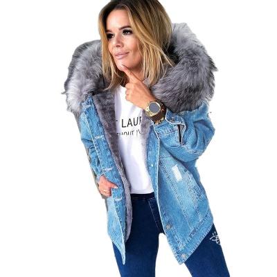 China Hot Bomber Coat 2021 News Hot Fashion Hooded Coat Anti-Shrink Denim Warm Women Tops For Women Blue Denim Women Spanish Coat Wool In for sale