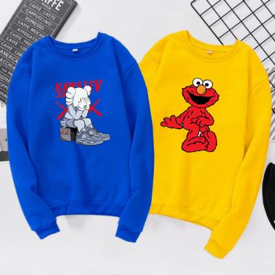 China Viable For Sesame Street Lively Print Around Neck Sweater Women Plus Velvet Loose Couple Capless Pullover Student All-match Sweater for sale