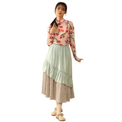 China OEM ODM Japanese Style Anti-Static Women Pleated Maxi Long Skirt Tiered Skirt for sale