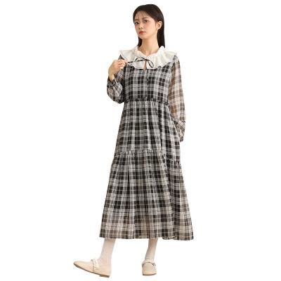 China Anti-Static Custom Fashion Women's Casual Dress Plaid LONG Dress   See-through Dresses for sale