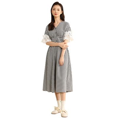 China 2023 Summer New Women's Casual Dress Gingham Dresses Anti-Static for sale