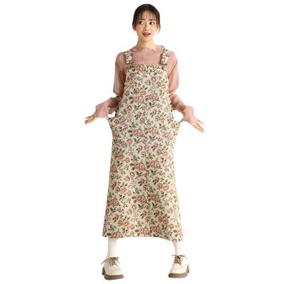 China Floral Print Breathable Square Suspenders Custom Made Jacquard Casual Dresses Long Neck Skirt for sale