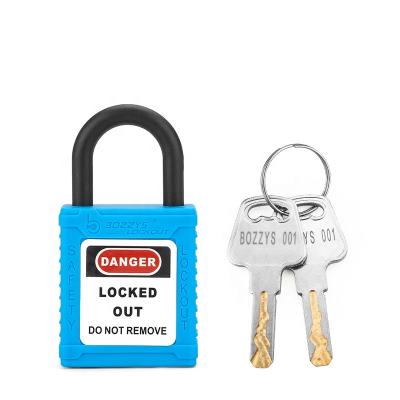 China Nylon PA Insulated Non-Conductive Nylon Shackle Safety Padlock with Machine Key and Custom Laser Coding for Industrial Lockout Tagout for sale