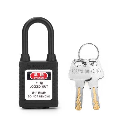 China Key Feature 38MM Security Isolation Nylon Insulated Dustproof Padlock With Key Locked Custom Coding And Laser Tag for sale