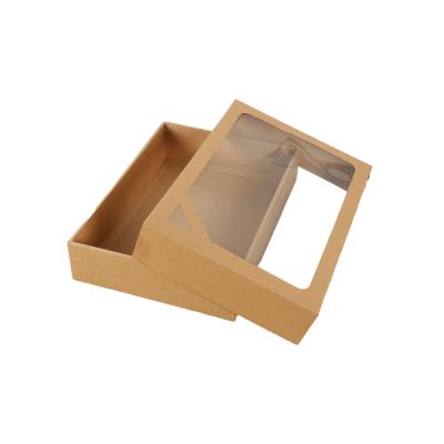 China Recycled materials sell customization attractive price clear window storage packaging box top and bottom wholesale gift box for clothing scarf towel for sale