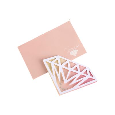 China Wholesale High Quality Diamond Rectangle Shape Pink Paper Handwriting Personalization Card Envelope For Festival Mother's Greeting for sale