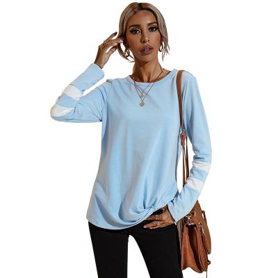 China 2021 Autumn New O-Neck Fashion Solid Color QUICK DRY Long Sleeve Women's Ladies Tops T-shirt Women's Bottoming Shirt for sale