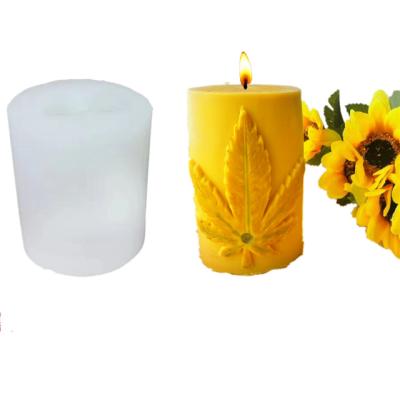 China Viable Handmade M331 Weed Hemp Leaf Silicone Molds Cylindrical Pot Leaf Silicon Candle Molds for sale