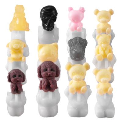 China 3D Bear Teddy Dog Cat Fondant Silicone Mold W883 Creative Animal Fondant Silicone Mold Ice Cream Tray Cake Decoration Mold for sale