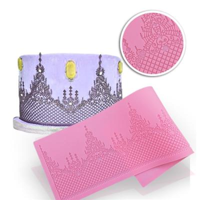 China Viable Sugarcraft Flower Crown Fondant Lace Mold Silicone Mold Cake Decorating Sugar Lace Mold Baking Mat for sale