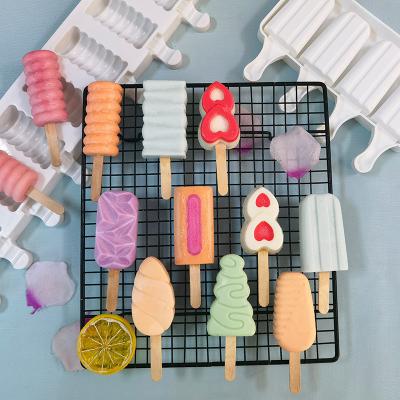 China N128 Kids Popsicle Silicone Ice Cream Mold 4 Cavity Tradition Brick Shape Cake Mold STOCK Silicon Cake Tools Not Viable Stamped for sale