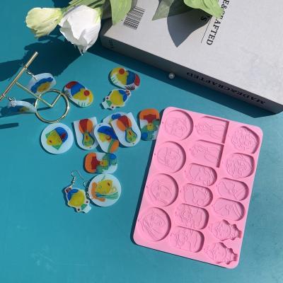 China Sustainable Geometry Girl Earring Silicone Molds Head Jewelry N016 Pendant Resin Molds for sale